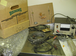  box and equipment on table