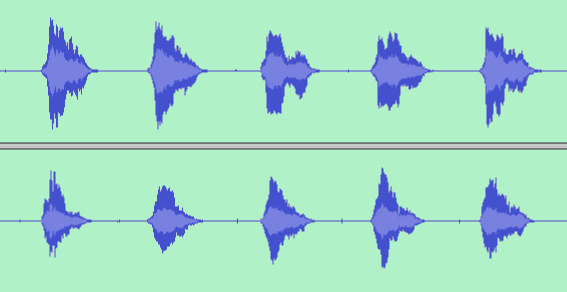 soundwaves from a recording of the words “Yanny” and “Laurel”