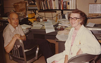Herb and Celia Tabor in an office in 1972.