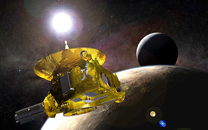Space probe New Horizons orbiting Pluto.
