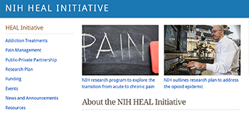 screen shot of NIH HEAL Initiative website