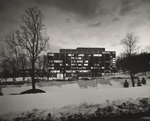 NIH Building 31 in the snow