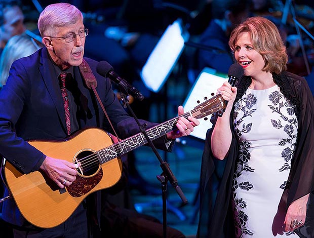 NIH Director Dr. Francis Collins singing with Kennedy Center Artistic Advisor at Large Renée Fleming