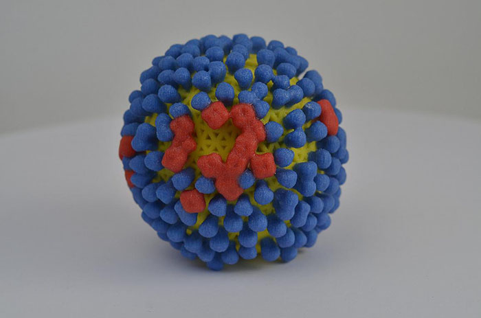3D print of influenza virus.