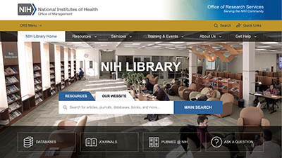 web page for NIH Library
