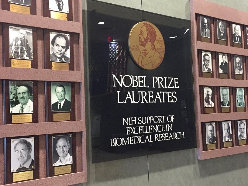 NIH exhibit highlighting NIH-funded researchers who won the Nobel Prize