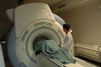 patient in MRI machine