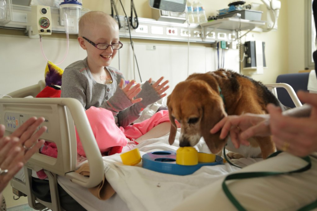 Patient Brooke and therapy dog Juno at Childrens Inn