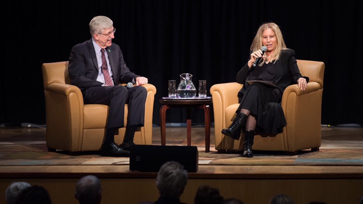 Barbra Streisand with NIH Director Francis Collins