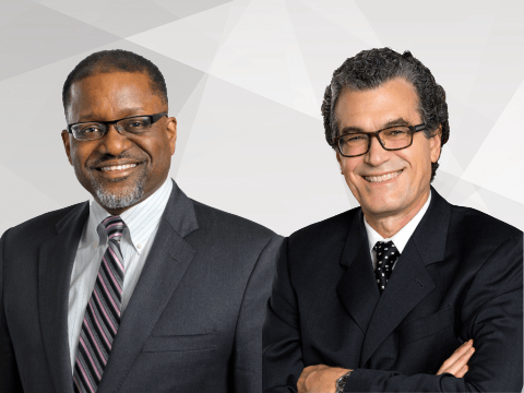 Dr. Gary Gibbons (left) and Dr. Eliseo Pérez-Stable (right)