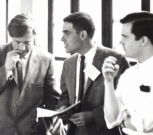 Phil Leder (middle) with colleagues at the 1966 Cold Spring Harbor Symposium on protein synthesis