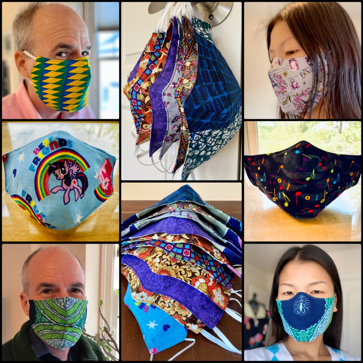 collage of a variety of colorful face masks