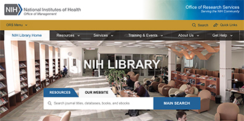 screen shot of NIH Library home page