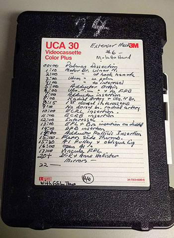 videocassette box with time list of items