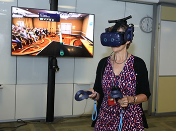 woman with a virtual reality headset on
