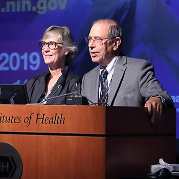 Amy Newman and John Gallin at the podium