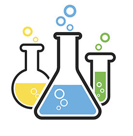  illustration of lab glassware--2 beakers and a test tube