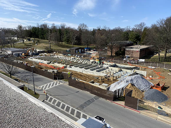 aerial view of building under construction