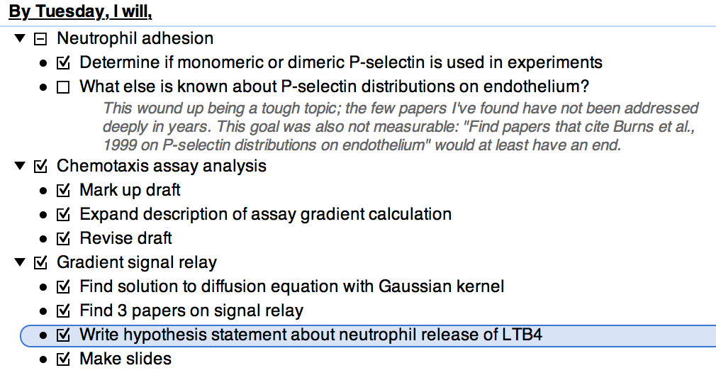 measurable objectives examples in research