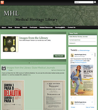 SCREEN SHOT OF MEDICAL HERITAGE LIBRARY WEB PAGE