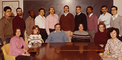 group photo of Alan Schechter and his lab staff in the 1980s