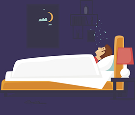 ILLUSTRATION OF MAN SLEEPING IN A BED