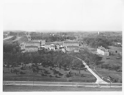 photograph of several NIH buildings from a distance