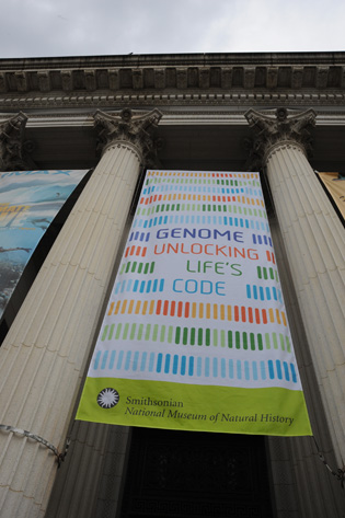 banner on outside of Smithsonian announcing the exhibit