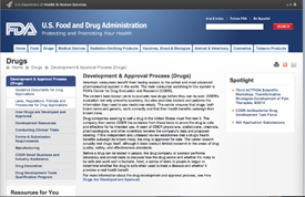 screen shot from FDA Web page