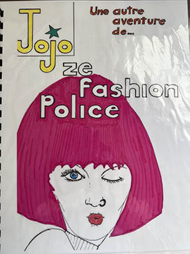 cartoon of woman with red hair, titled Jojo ze fashion police