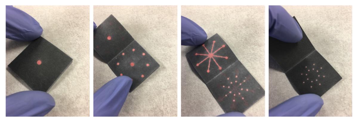 small square paper booklet with a star and dot pattern