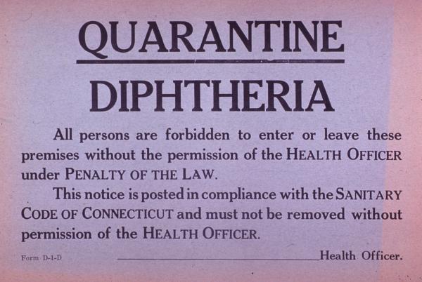 diphtheria quarantine sign