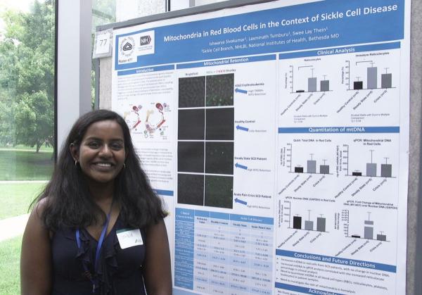 NIH summer intern Ishu Sivakumar at Summer Poster Day