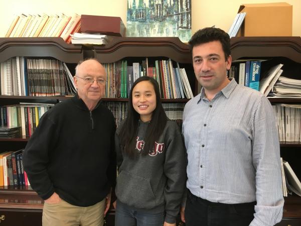 Lindsey Jay with her mentors, Dr. George Kunos (left) and Dr. Resat Cinar (right)