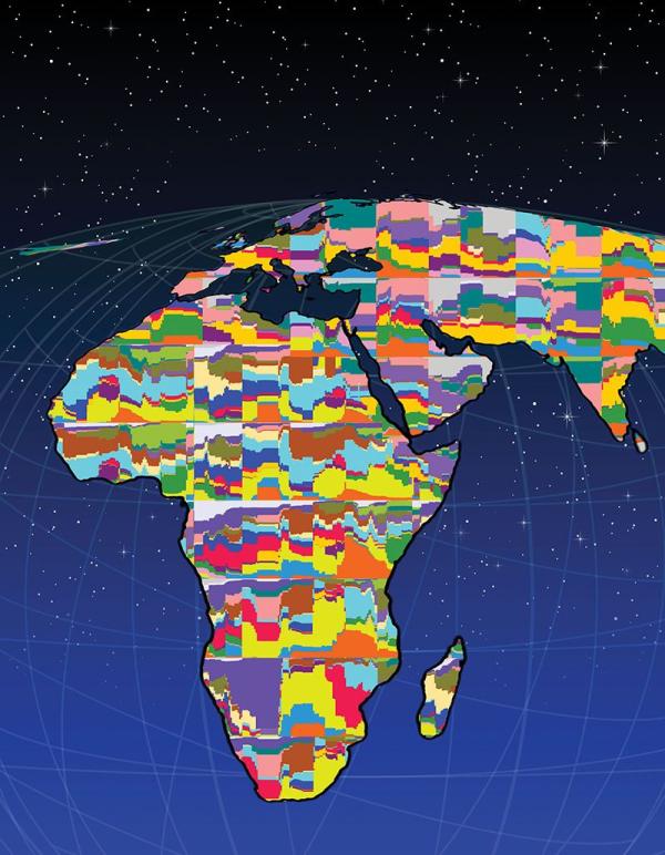map showing genetic diversity in different continents