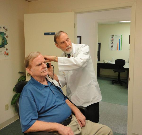man getting a hearing test