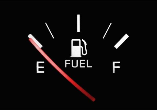 fuel gauge showing empty