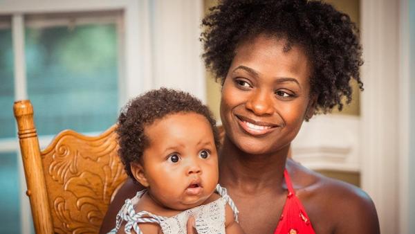 woman with her baby