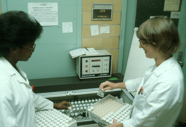 two female technicians working in the lab