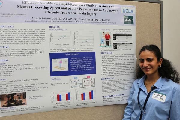 Monica Soliman poses with his poster at Summer Poster Day