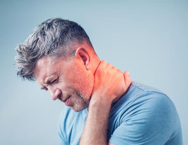 man with neck pain