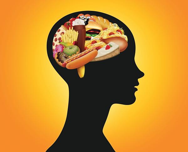 cartoon of brain made out of food