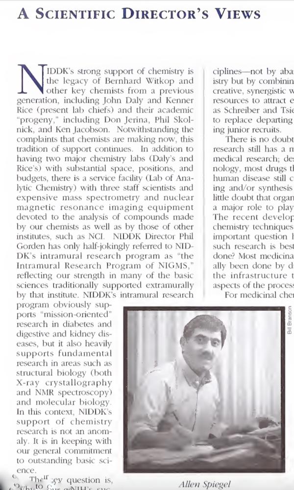 Alan Spiegel's column to the NIH Catalyst in 1996