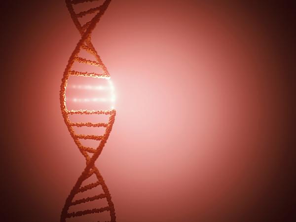 glowing section of a DNA double helix