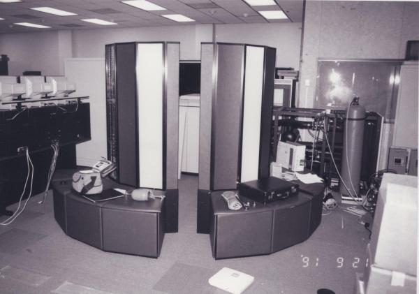 black and white photo of the CRAY supercomputer