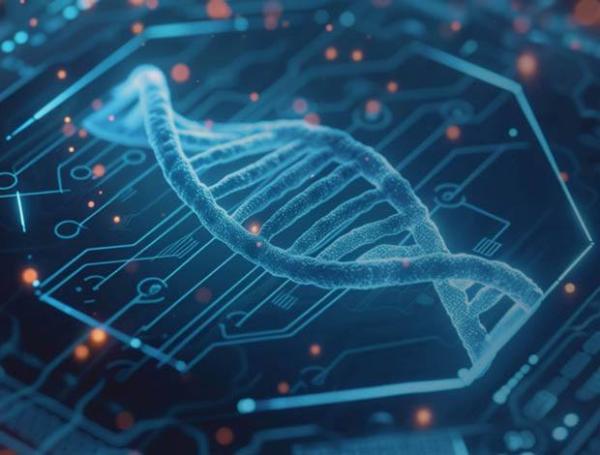 image of DNA on a computer chip