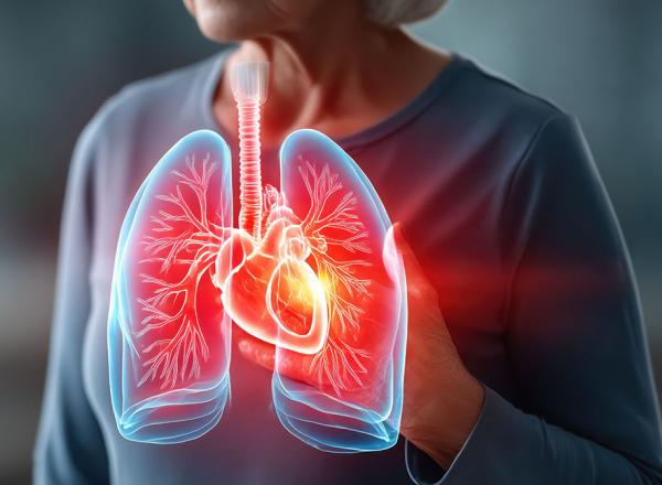 illustration of heart and lungs overlaid over an older woman