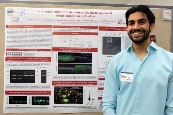 IRP postbac fellow Harris Ebrahim with his research poster
