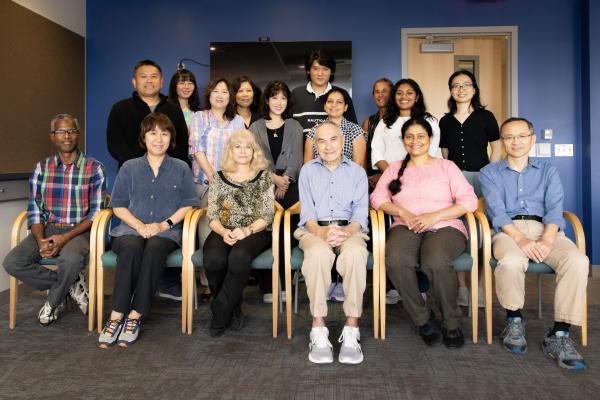 This group photo features members of Rachel Caspi’s (front row, center) lab, including Vijay Nagarajan (front row, far left) and Guangpu Shi (front row, far right).