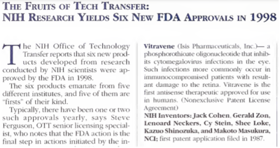 clip from a 1999 Catalyst article reporting on new NIH-developed technologies